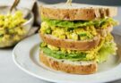 Delicious vegan egg salad sandwih club